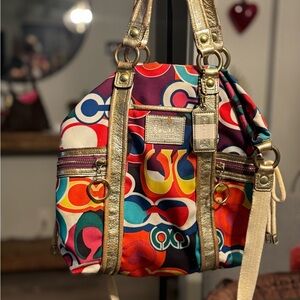 Coach poppy  Multicolor Women's bag with Gold Details